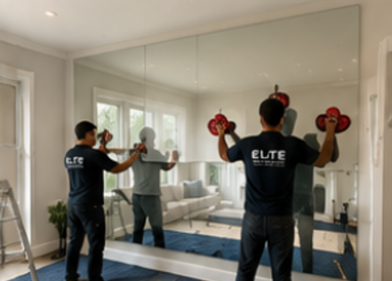 Mirror installation workers