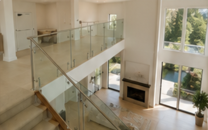 After finished glass railing