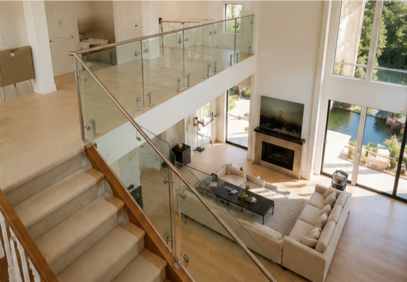 Staircase Glass Railing Medina WA
